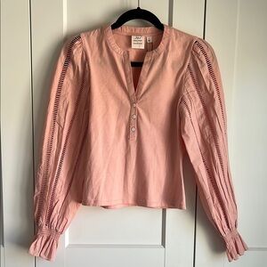Cinq a Sept Gianna Coral Pink Blouse with Button Detail | Small